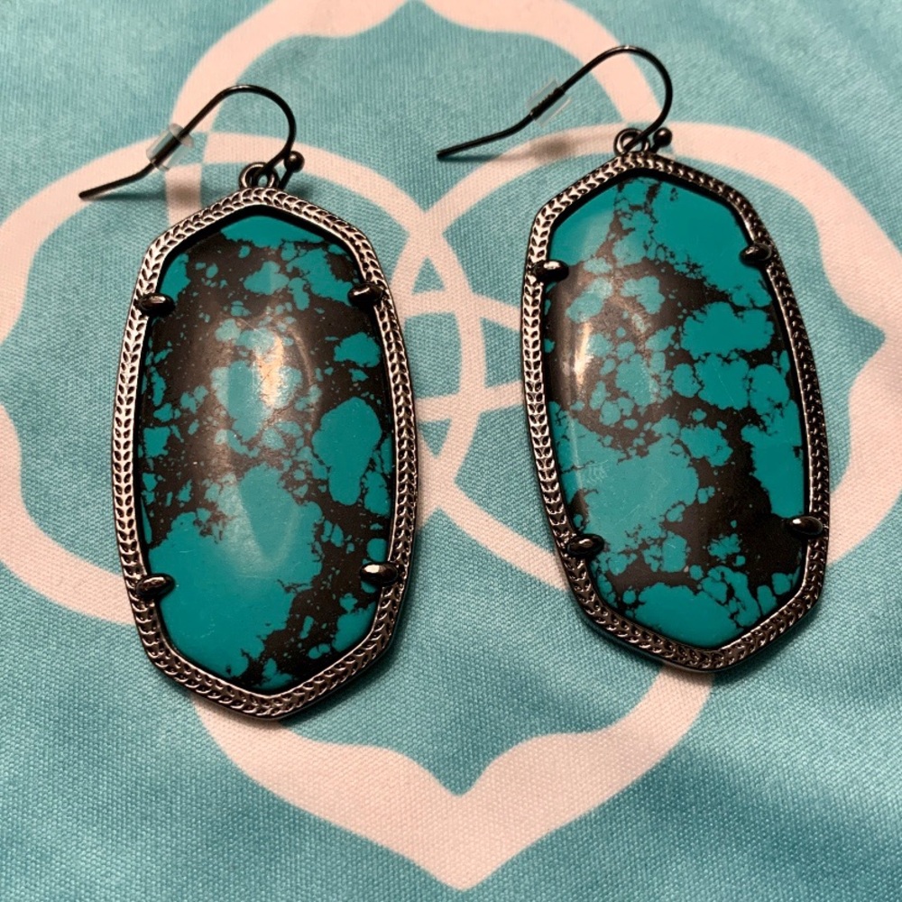 Kendra Scott Danielle Gunmetal Teal Earrings